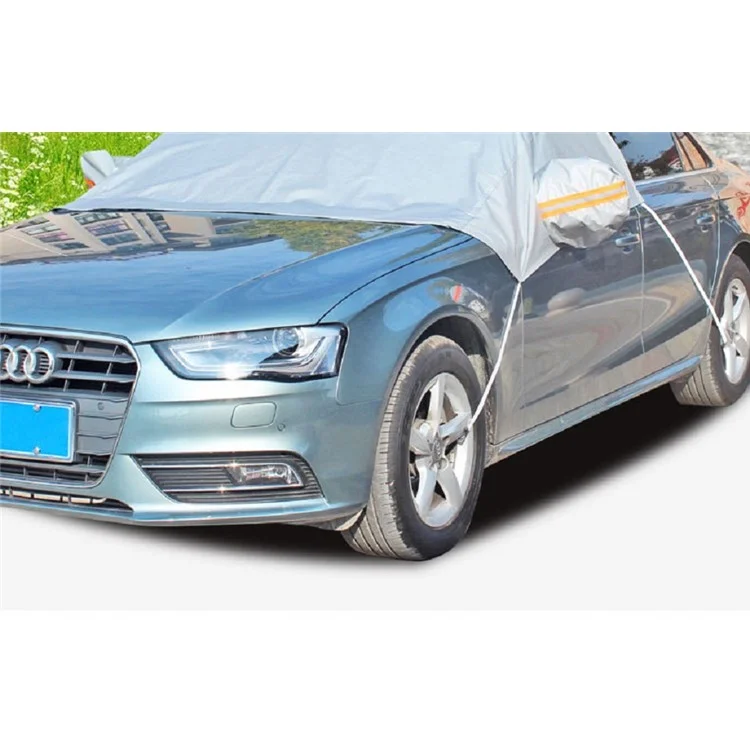 Universal Car Half Cover Sun Heat Protection Snow Ice Universal Waterproof Half Car Cover