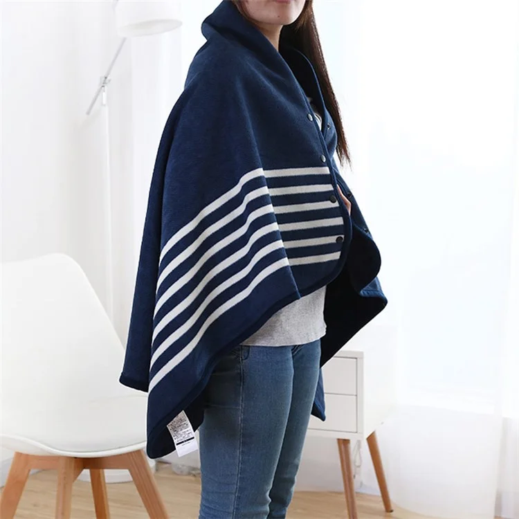 Home Office Sofa Warm Blanket Soft Flannel Polar Fleece Blanket, Size: 135 x 80cm - Dark Blue Stripe Pattern
