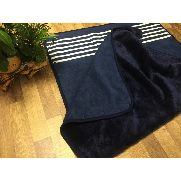 Home Office Sofa Warm Blanket Soft Flannel Polar Fleece Blanket, Size: 135 x 80cm - Dark Blue Stripe Pattern