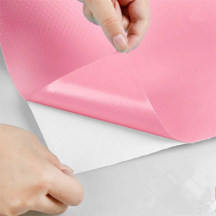 Self-adhering EVA Cabinet Drawer Liner Bright-colored Refrigerator Pad Cupboard Non-Slip Mat - Pink