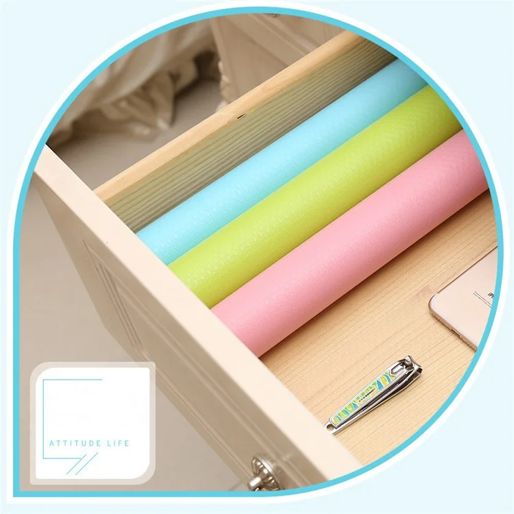 Self-adhering EVA Cabinet Drawer Liner Bright-colored Refrigerator Pad Cupboard Non-Slip Mat - Pink