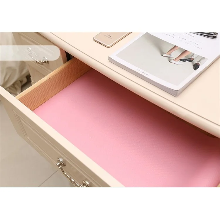 Self-adhering EVA Cabinet Drawer Liner Bright-colored Refrigerator Pad Cupboard Non-Slip Mat - Pink