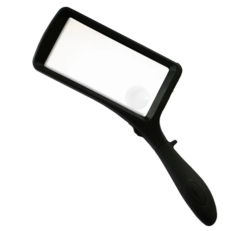Handheld Rectangle Magnifying Glass 2X and 6X Lens Magnifying Glass with LED Light