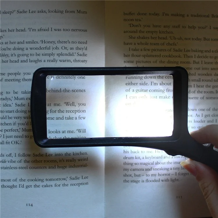 Handheld Rectangle Magnifying Glass 2X and 6X Lens Magnifying Glass with LED Light