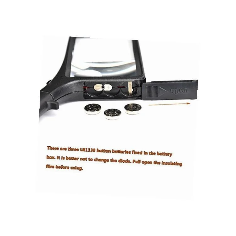 Handheld Rectangle Magnifying Glass 2X and 6X Lens Magnifying Glass with LED Light