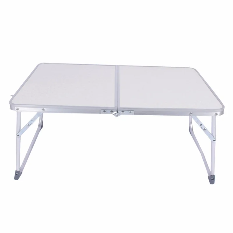 Folding Laptop Table Breakfast Serving Bed Desk Portable Aluminum Alloy Outdoor Picnic Table - White