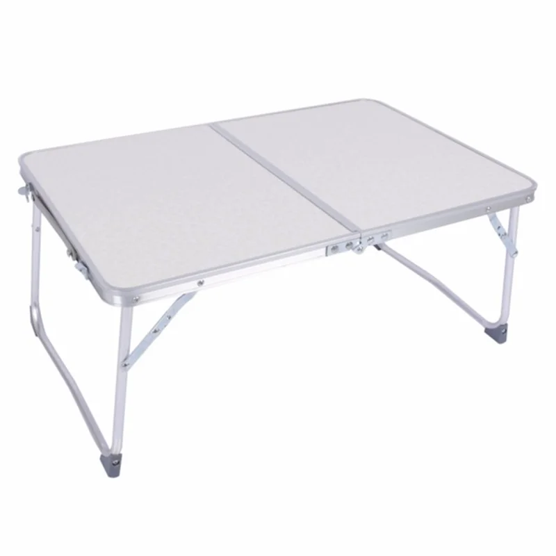 Folding Laptop Table Breakfast Serving Bed Desk Portable Aluminum Alloy Outdoor Picnic Table - White