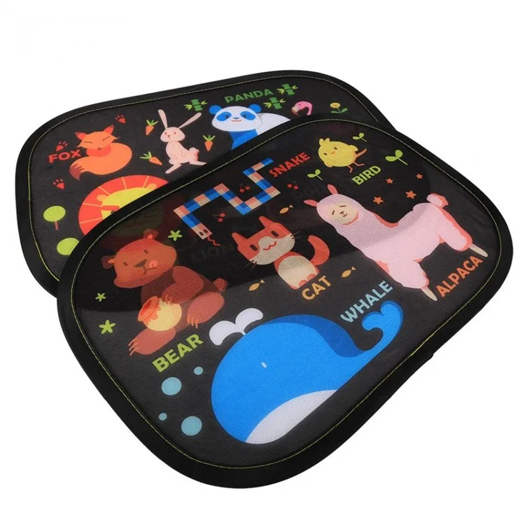 2Psc/Set Electrostatic Adsorption Car Side Window Sun Shade Blocks for Baby Kids Pets - Animal World