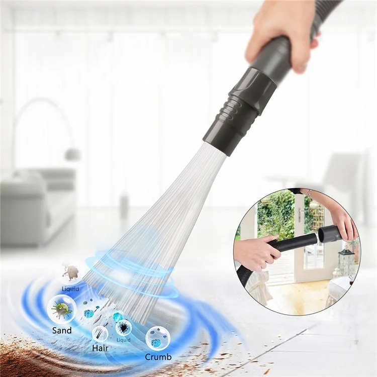 Dust Brush Cleaner Universal Vacuum Attachment Cleaning Tool for Air Vents/Keyboards/Drawers/Car etc. - Grey
