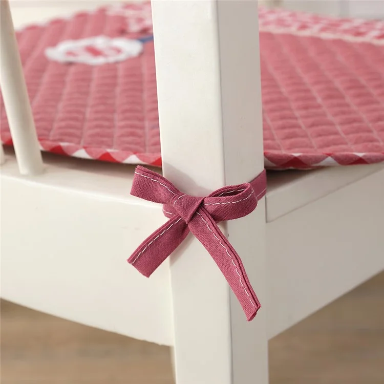 4Pcs/Set Decorative Lovely Flower Chair Seat Pads Thin Pure Cotton Chair Mats Non-slip Chair Pads - Red