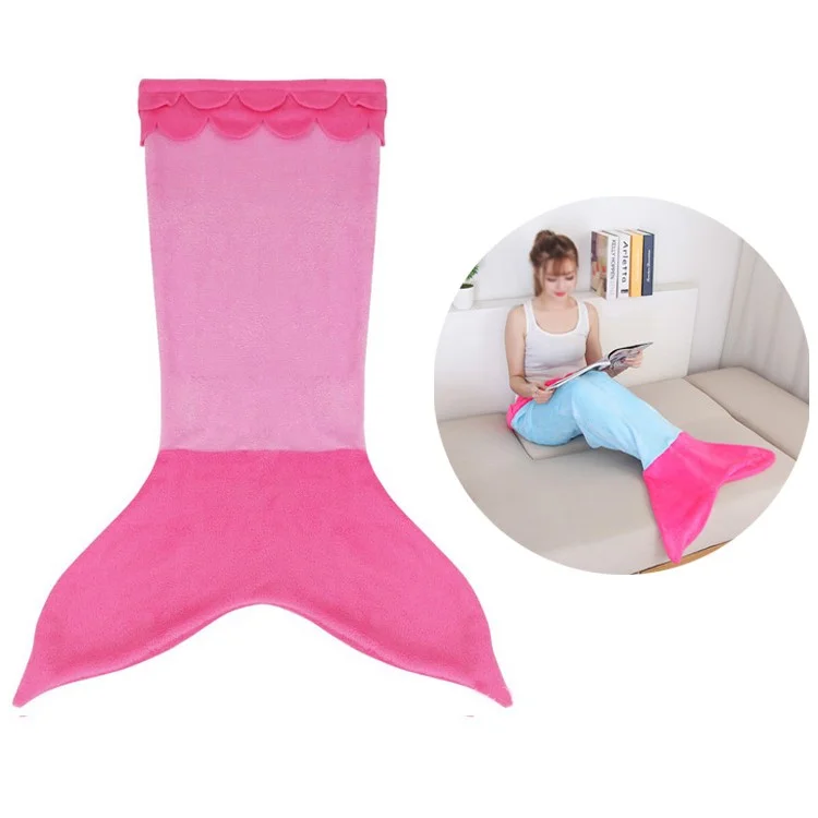 Mermaid Shape Flannel Sleep Bag Blanket for Keeping Warm, Size: S - Rose / Pink