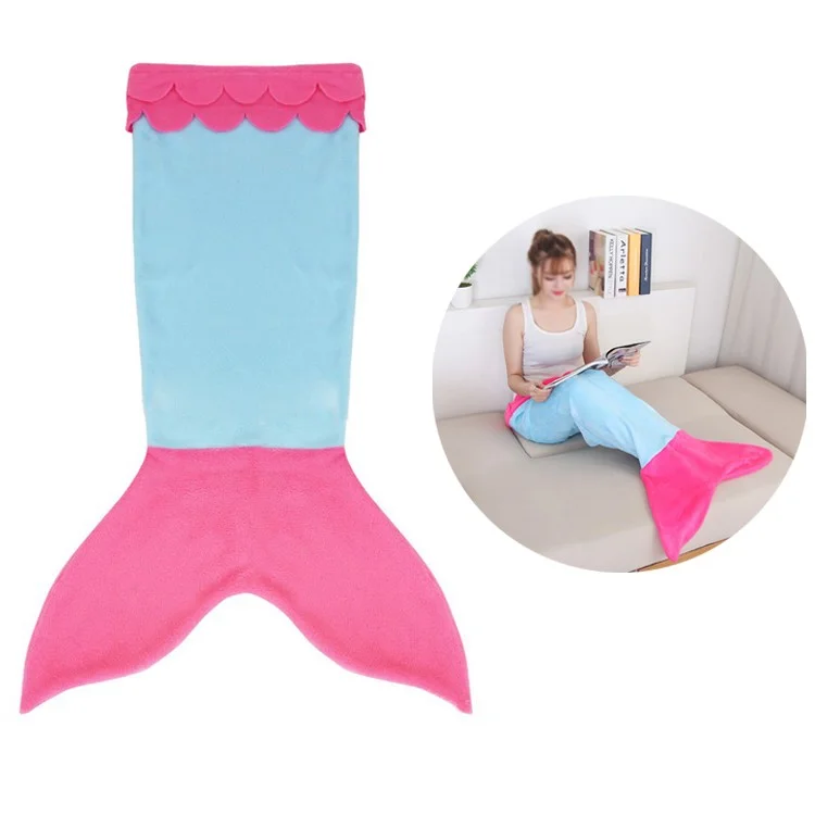 Mermaid Shape Flannel Sleep Bag Blanket for Keeping Warm, Size: M - Rose / Baby Blue