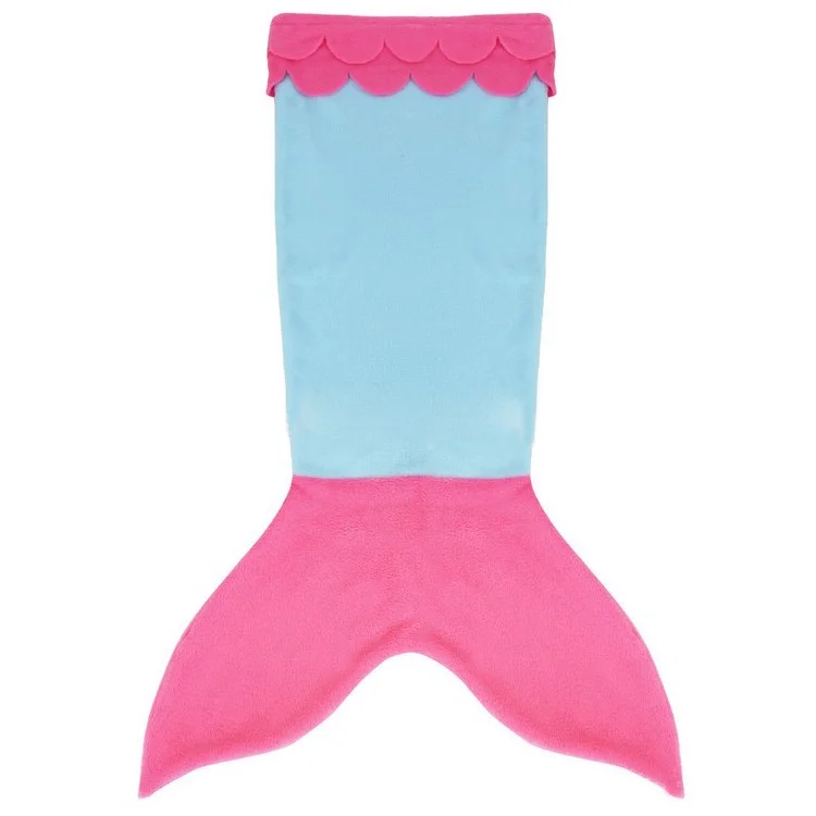 Mermaid Shape Flannel Sleep Bag Blanket for Keeping Warm, Size: M - Rose / Baby Blue