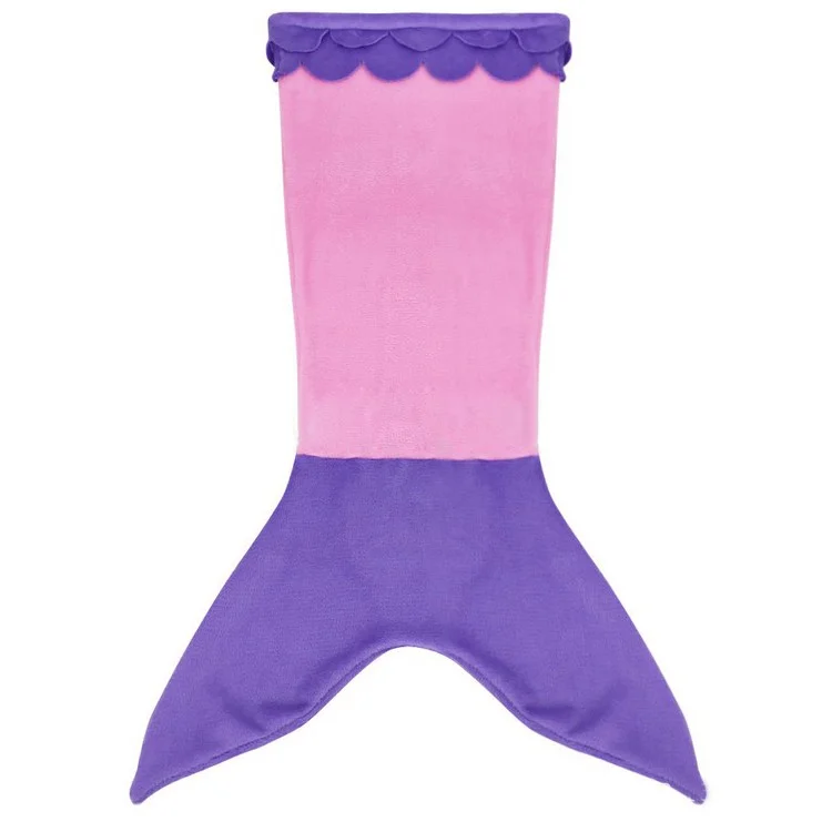 Mermaid Shape Flannel Sleep Bag Blanket for Keeping Warm, Size: S - Purple / Pink