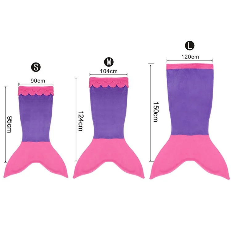 Mermaid Shape Flannel Sleep Bag Blanket for Keeping Warm, Size: S - Purple / Pink