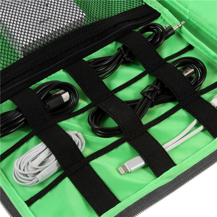 Polyester Multi-function Travel Power Bank Cable U-disk iPad Carrying Storage Bag - Black/Size: 28 x 23cm