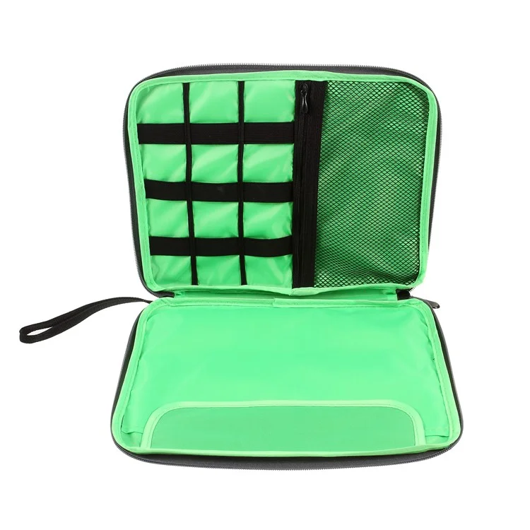 Polyester Multi-function Travel Power Bank Cable U-disk iPad Carrying Storage Bag - Black/Size: 28 x 23cm
