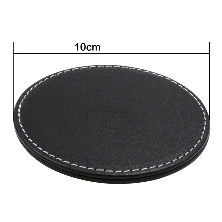 6Pcs/Set PU Leather Heat-resistance Placemat Cup Mats Coffee Mug Drink Coasters - Black
