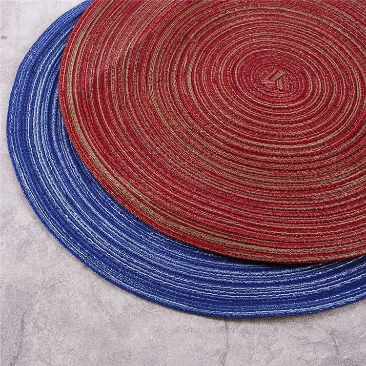 Round Shape Non-slip Woven Pattern Kitchen Placemat for Dining Table, Diameter: 35cm - Red