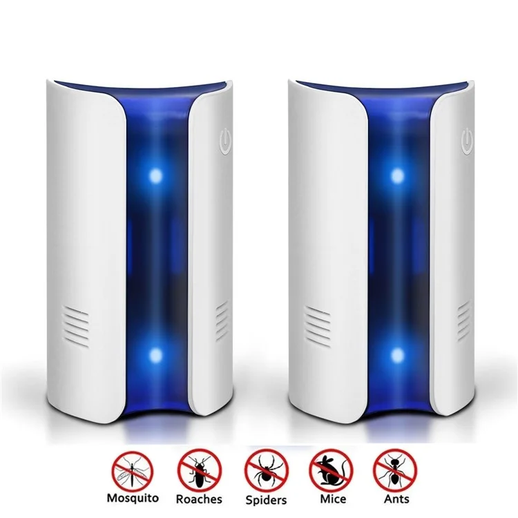 2Pcs/Set Multi-function Ultrasonic Electromagnetic Rats Pest Repellent Plug-in Indoor and Outdoor Use - EU Plug