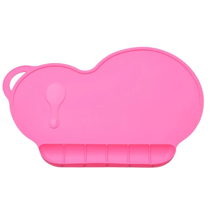 Cute Shaped Silicone Mat Baby Kids Plate Mat Table Mat BPA Free Waterproof Home Kitchen Pads, Size: 39 x 27cm - Rose