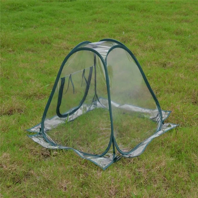 Foldable PVC Pop-up Greenhouse Cover with Army Green Frame for Indoor Outdoor Plant