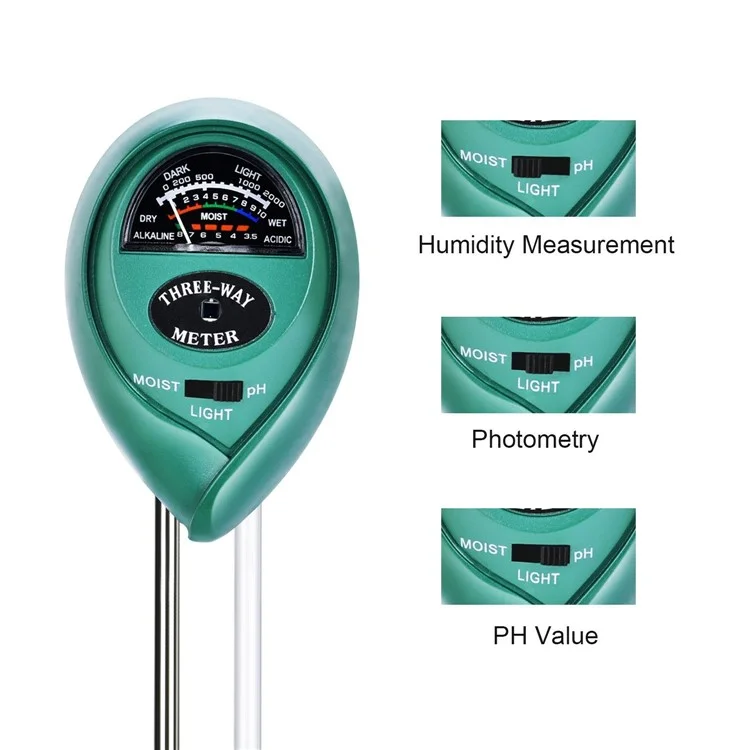 3-in-1 PH Moisture and Light Plant Soil Tester for Gardening Farming