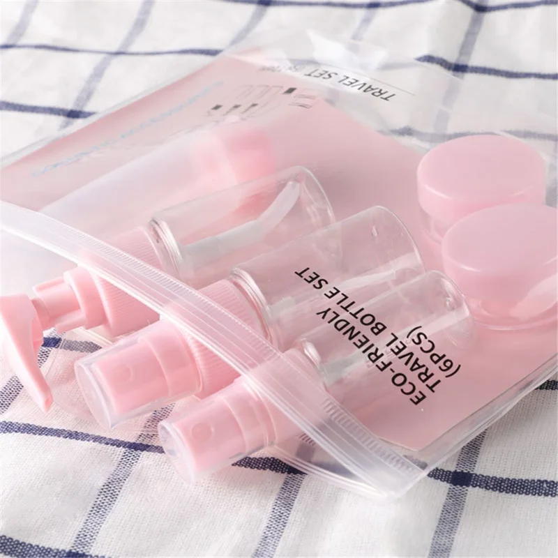 Set da 9 pezzi di bottiglie e contenitori da viaggio portatili per animali domestici - rosa