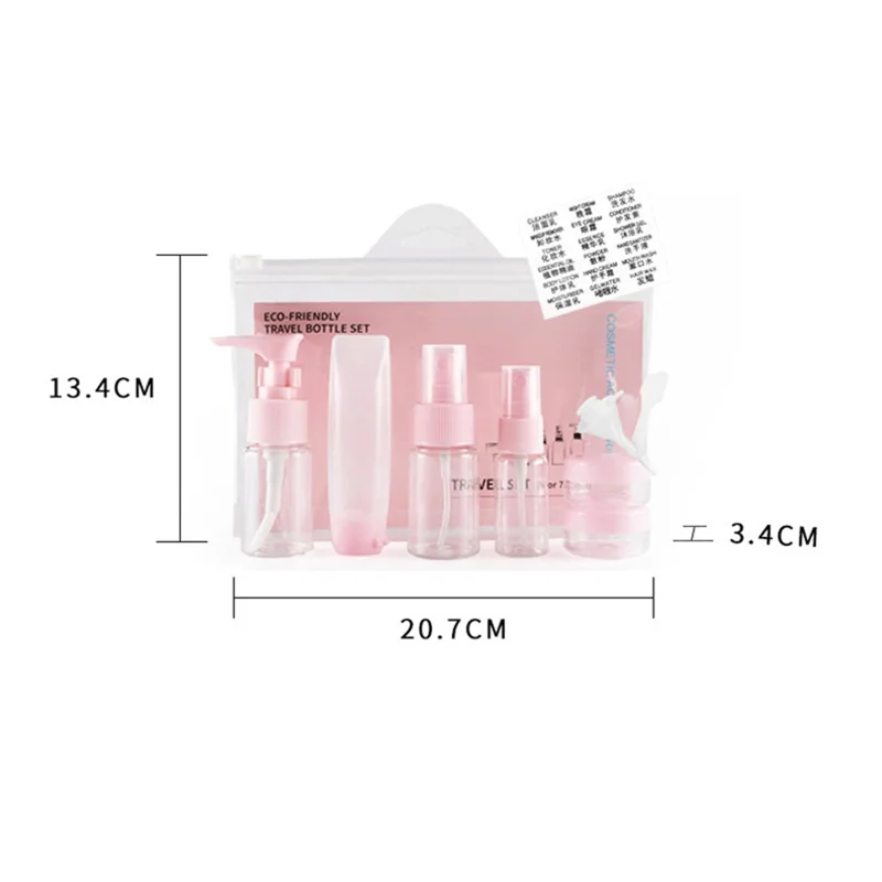 Set da 9 pezzi di bottiglie e contenitori da viaggio portatili per animali domestici - rosa