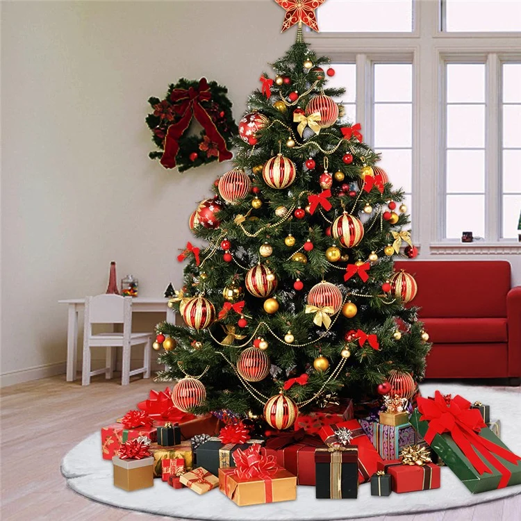 Christmas White Plush Long Haired Tree Skirts Xmas Party Decor, Diameter: 120cm