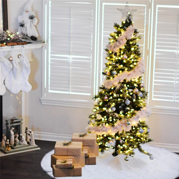 Christmas White Plush Long Haired Tree Skirts Xmas Party Decor, Diameter: 120cm