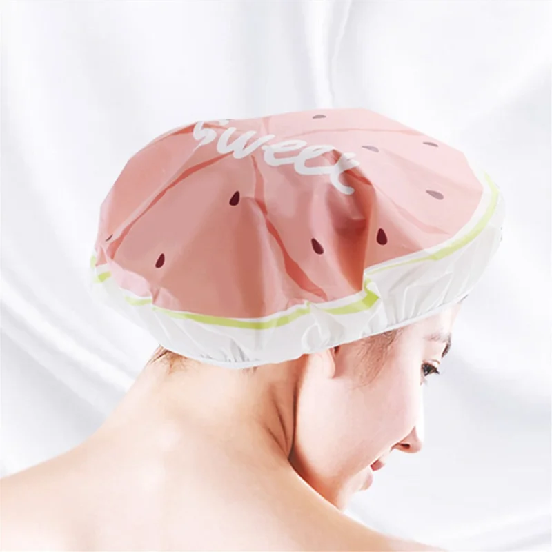 Adorable Fruit Pattern Waterproof Elastic Shower Bathing Cap - Watermelon