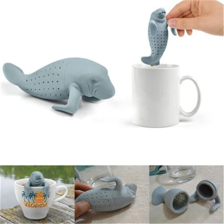 7 Pcs Cute Food-grade Silicone Tea Strainer Tea Infuser (Man, Monkey, Sea Lions, Elephant, Shark, Dog, Sloth)