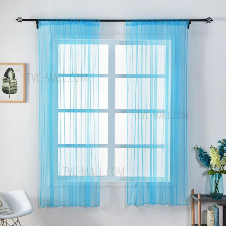 100 X 150 Cm Stilvolle Fenster Gaze Vorhang Party Room Drapieren Sie Teiler - Himmelblau