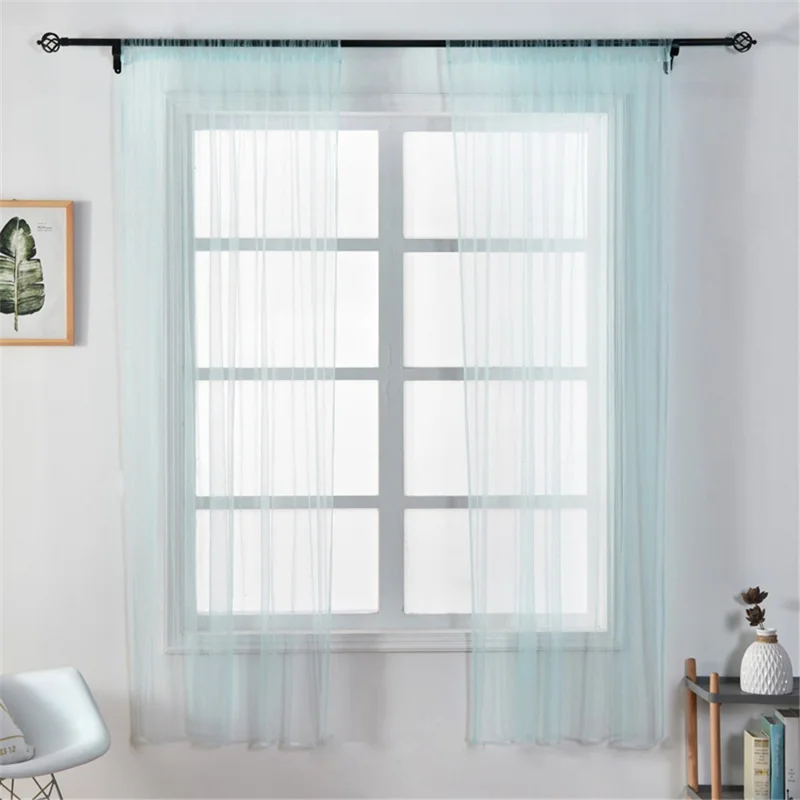 100 x 150cm Stylish Window Gauze Curtain Party Room Drape Divider - Baby Blue