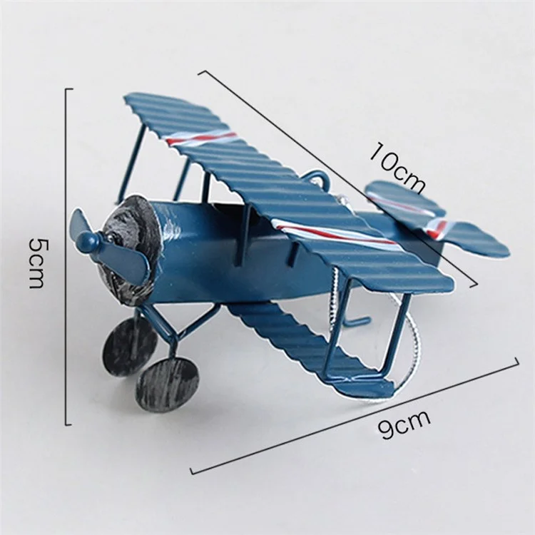 Vintage Airplane Model Hanging Iron Retro Plane Kids Toy Home Decor - Blue