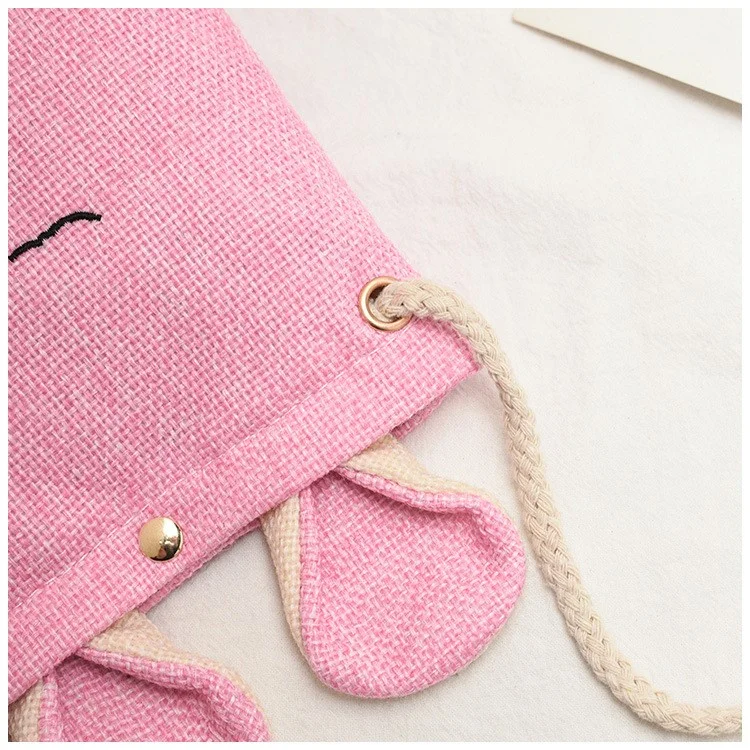 Bunny Messenger Linen Bunny Ear Cross Body Tote Bag - Pink