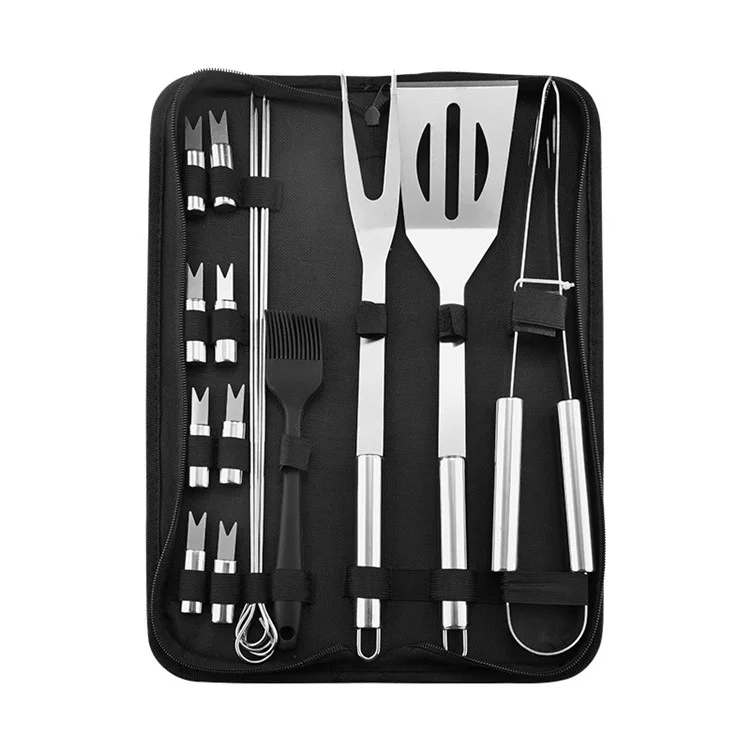 Set Di Utensili Barbecue Per Barbecue In Acciaio Inox 16pcs Con Borsa Portatile Oxford