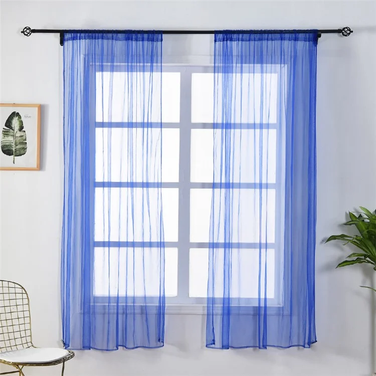 1x1.5m Transparent Curtain Window Tulle Drape Sheer for Living Room Bedroom  - Blue