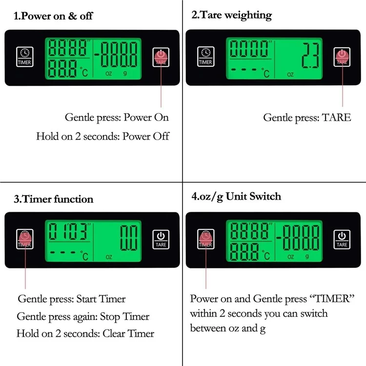 Digital Mini Scale 3kg 0.1g Pocket Electric Weight Grams with LCD Backlit Display and Temperature Probe