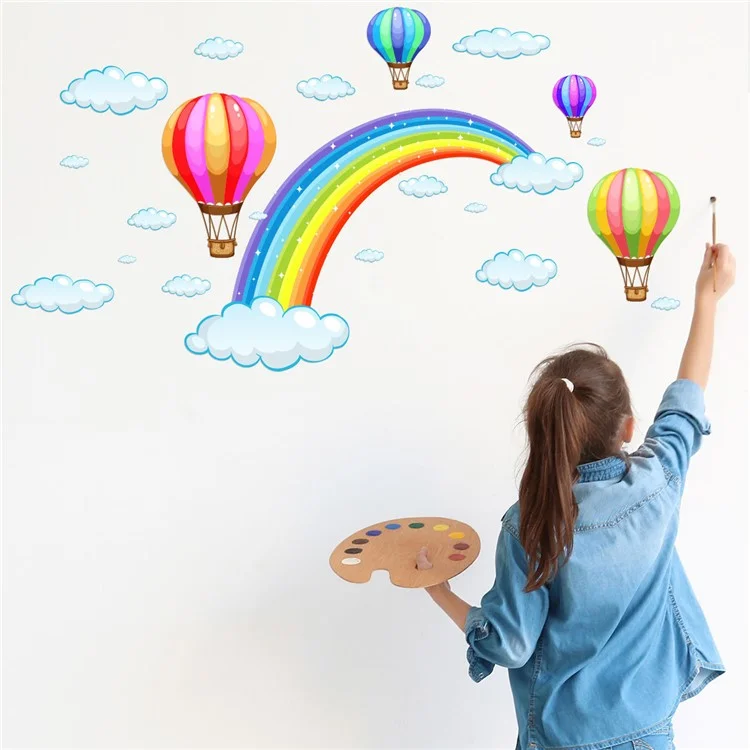 Arcobaleno Nubi Palloncino Adesivo Da Parete Adesivo Stanza Di Carta Da Parati Murale Art Decal 30x45cm