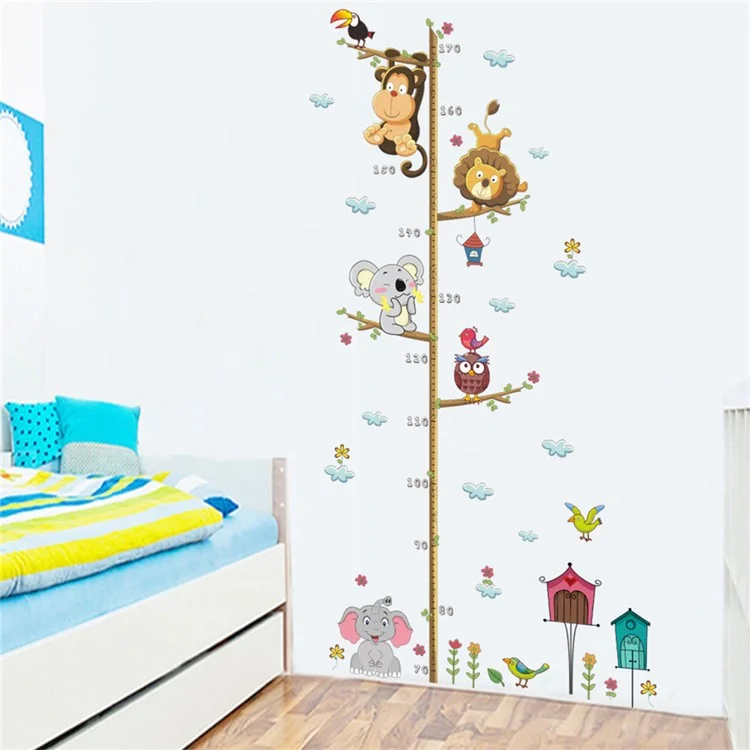 Sticker Mural De Dessin Animé Pour Animaux Hauteur Hauteur Hauteur Règle Decor De La Maison 30x90cm