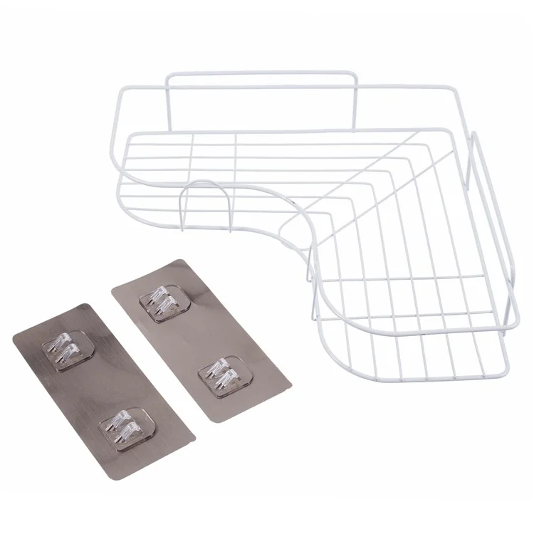 Étagère de douche triangulaire Salle de bain Coin Rangement de bain Porte-objets Maison Organisateur Porte-serviettes - Blanc
