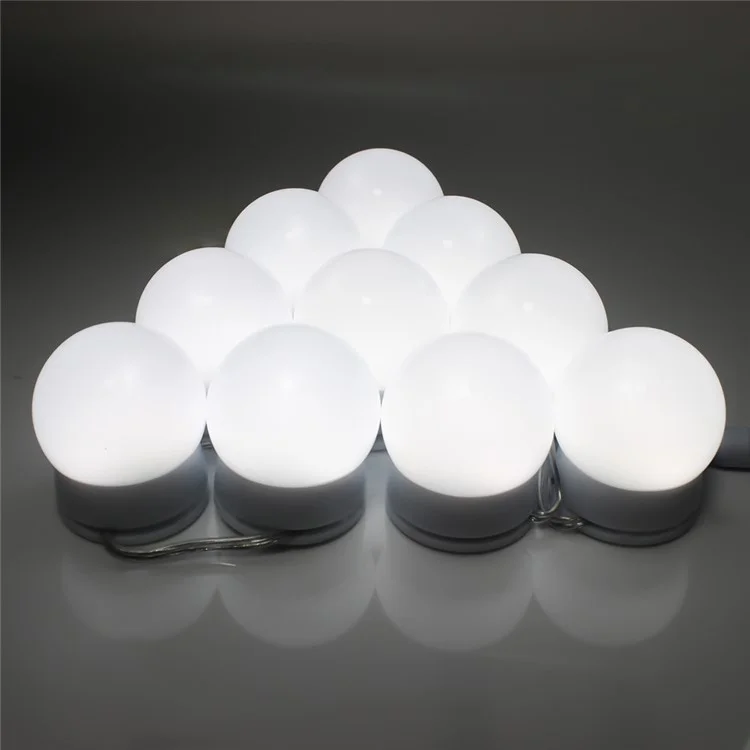 10-LED Hollywood Mirror Dimmable Light Bulb Kit Vanity USB Makeup Mirror Light