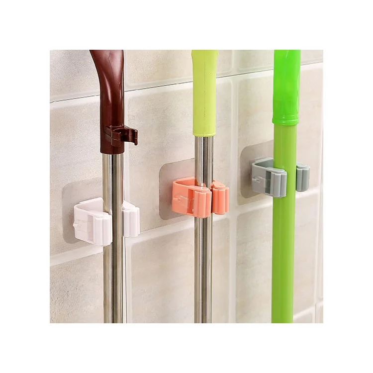 Wall Mounted Mop Brush Holder Broom Hanger Storage Rack Organizer - Random Color