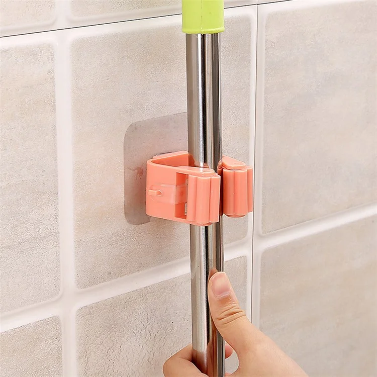 Wall Mounted Mop Brush Holder Broom Hanger Storage Rack Organizer - Random Color