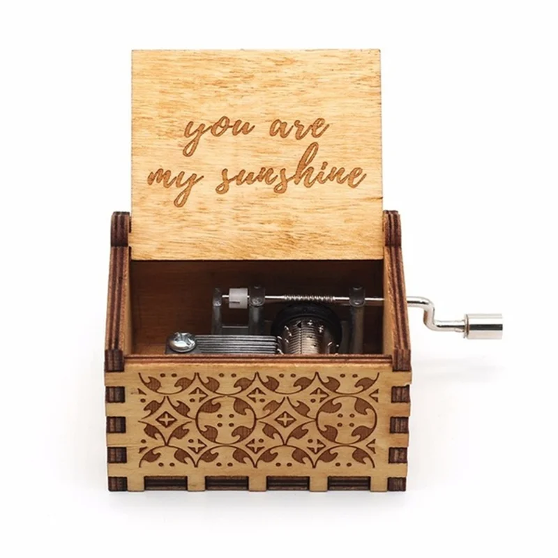 Hand-made Classical Hand-operated Wooden Handicraft Music Box - You Are My Sunshine