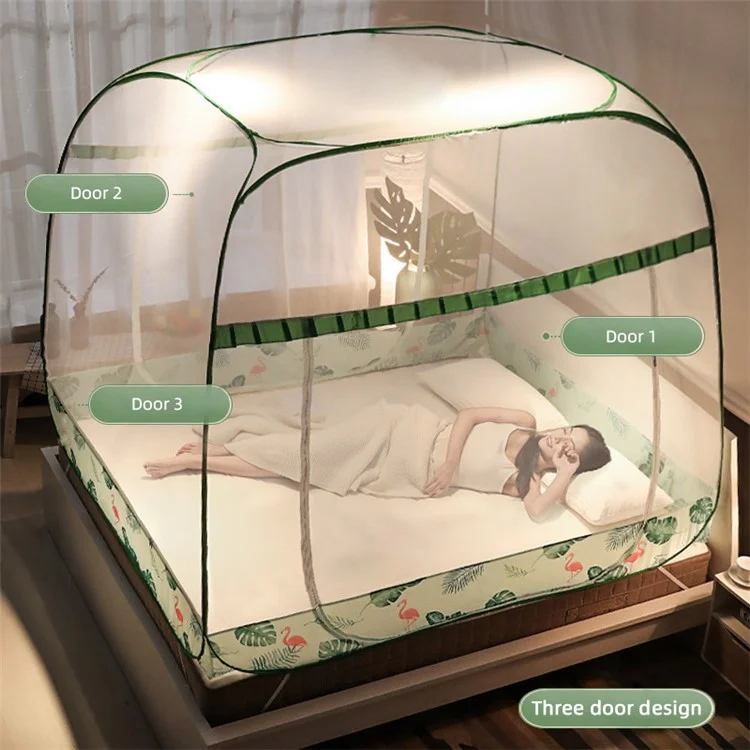 180cm*200cm*1700cm Installation-free Square-top Yurt Mosquito Net - Green