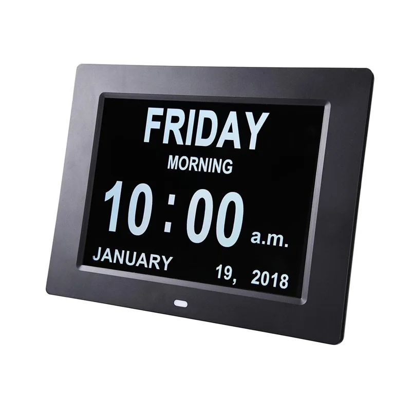 For The Elderly 8-inch Digital Super Large Characters LED Electronic Calendar Alarm Clock - AU Plug/Black