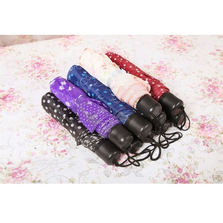 Parapluie mini portable triple pliage de couleur mixte en tissu floral YS-D